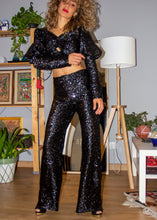 Load image into Gallery viewer, THE BLACK VULTURE SEQUIN PANTS
