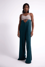 Load image into Gallery viewer, The Cut Out Jumpsuit ( Green &amp; Linen)
