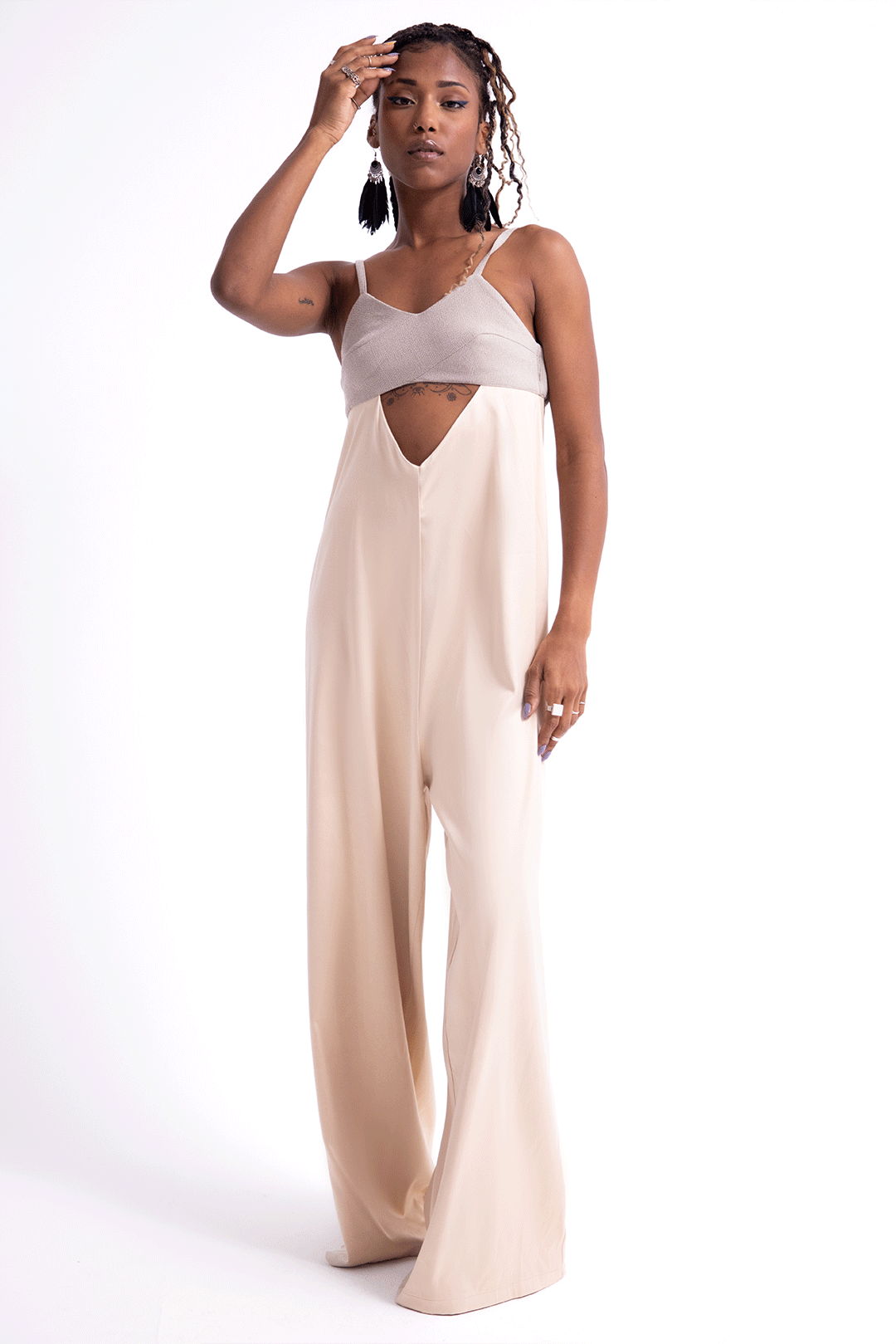The Cut Out Jumpsuit ( Satin & Linen )