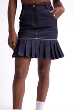Load image into Gallery viewer, The Mini Pleated Adjustable Denim Skirt
