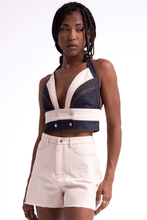 Load image into Gallery viewer, The Mixed Denim Halter Top

