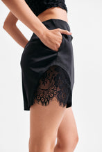 Load image into Gallery viewer, The Lace Trim Satin Shorts
